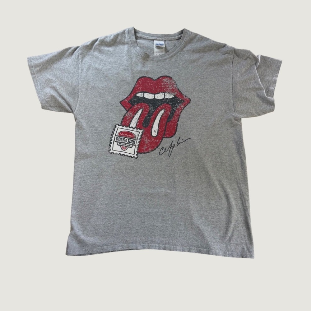 Rolling Stones Memphis Rock n Soul Museum Graphic T-Shirt Gray Gildan Large